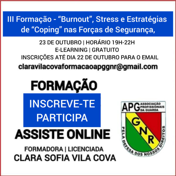 III Formação – “Burnout”, Stress e Estratégias de “Coping” nas Forças de Segurança